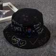 thumbnail image 6 of Fashion Graffiti Bucket Hat Outdoor Hiphop Style Bucket Cap Black, 6 of 8