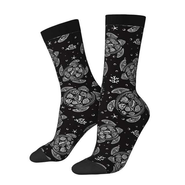 Fotbe Turtle Pattern Long Socks for Men & Women – Breathable & Stretchy Compression Socks, Ideal for Running, Travel, and Everyday Wear Size 5-11