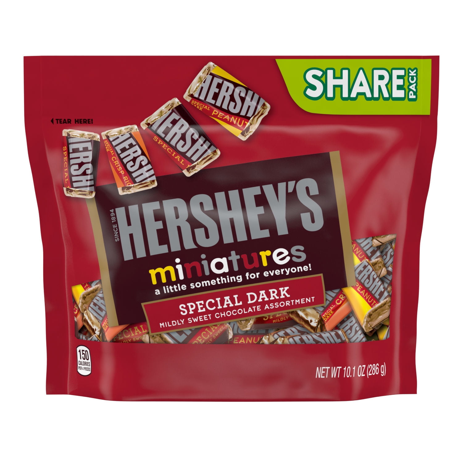 Hershey's Special Dark Miniatures Assorted Dark Chocolate Candy Bars, Individually Wrapped, 10.1 oz, Share Pack
