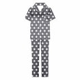 thumbnail image 5 of hotojiny Womens 2 Piece Pajamas Set Soft Button down Pjs Set Short Sleeve Shirts Sleepwear Lounge Sets with Long Pants, 5 of 6