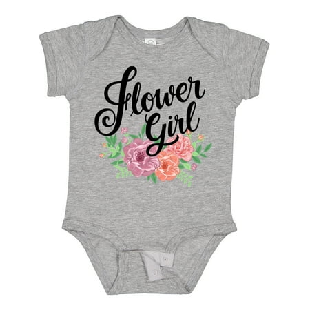 

Inktastic Flower Girl Hand Lettering with Flowers Illustration Girls Baby Bodysuit