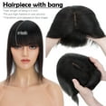 thumbnail image 4 of Benehair Real Hair Clip In Extensions Clip In Hairpiece Silk Base Topper Toupee Wiglet Top Hair Piece Crown 100% Remy Human Hair Big Cover With Bang 13cm*15cm Black 6"-22", 4 of 11