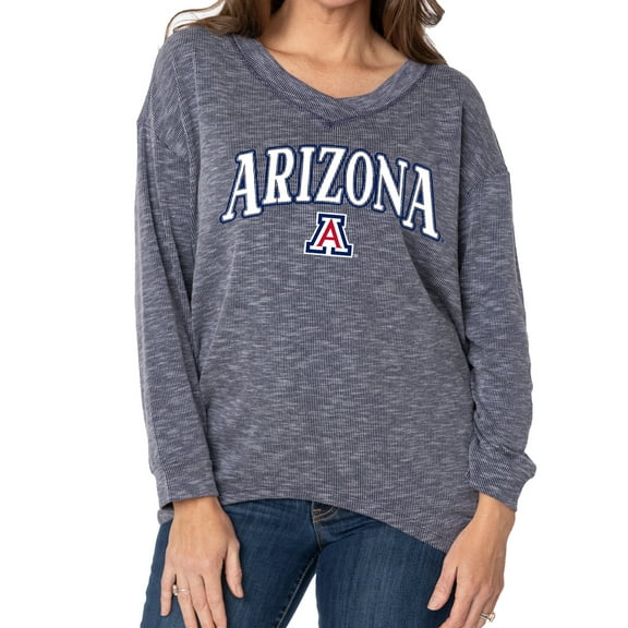 Women's Navy Arizona Wildcats Oversized Bailey Long Sleeve V-Neck Tri-Blend Tunic