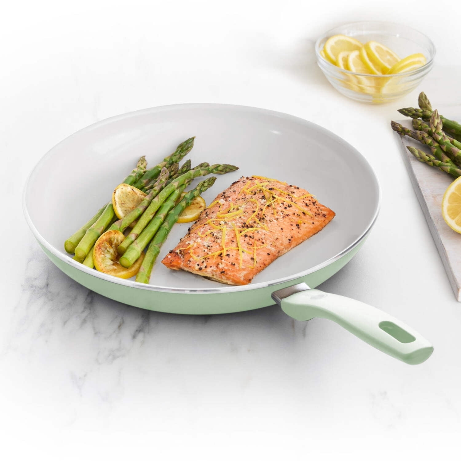 GreenPan Dover 12” Frying Pan Skillet, Non-Toxic Ceramic Nonstick, Pastel Green