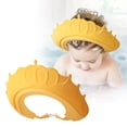thumbnail image 2 of Yellow Shampoo Cap for Bath Time, Adjustable Crown Shape Bath Visor for Kids, Soft Waterproof Ear Protection Washing Hat for Toddler, Infant, Newborn Hair Rinsing, 6X5X2In, 1Pcs, 2 of 9