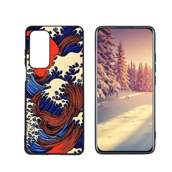 Compatible with Motorola MOTO Edge 2021 Phone Case, Japanese-Kanagawa-Great-Wave-Aesthetic-Abstract-Art-Cute6 Case Men Women, Flexible Silicone Shockproof Case for Motorola MOTO Edge 2021