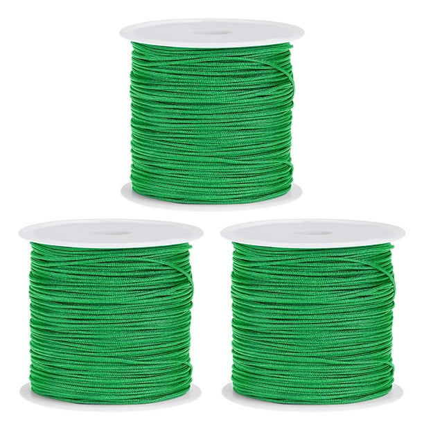 Uxcell Nylon Cord DIY Making Satin String Craft Wire with Plastic Spool  147ft, Emerald Green, 3 Pack