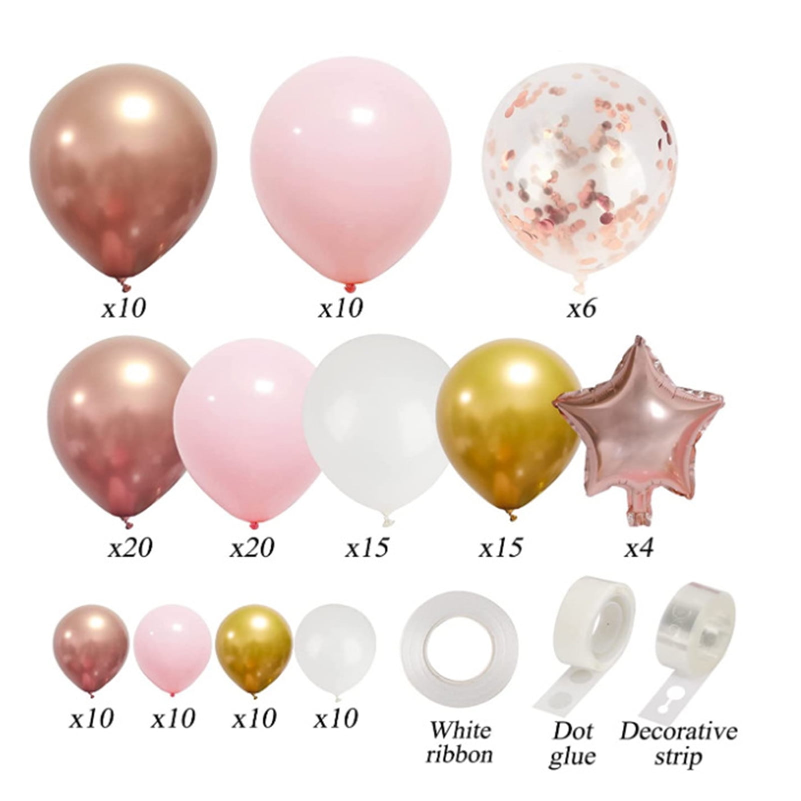 AYYUFE 140Pcs Balloons Arch Kit Rose Golden White Pink Cardioid Pentagram Balloon Garland Birthday Wedding Graduation Baby Shower Bridal Valentine's Day Party Decoration