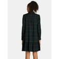 thumbnail image 3 of Time and Tru Women's Plaid Mini Dress with Long-Sleeves, Sizes XS-XXXL, 3 of 5