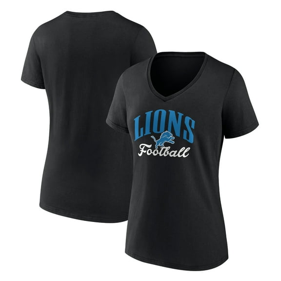 Women's Black Detroit Lions Victory Script V-Neck T-Shirt