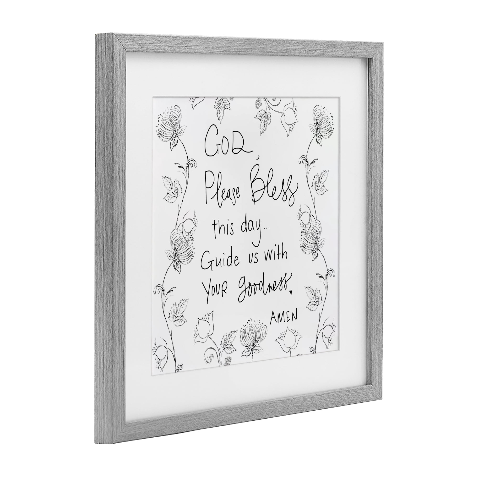 Stupell Industries God Bless This Day Gray Framed Print Under Glass, design by Patricia Pinto