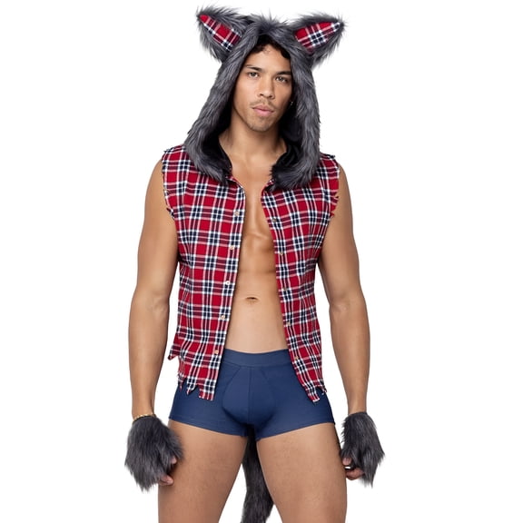 Roma Costume 6187 - 3PC Mens Full Moon Werewolf, Red/Blue/Grey, Large