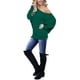 thumbnail image 2 of Jersey INFITTY para mujer con hombros descubiertos y mangas de murciélago, color verde, 2 of 5