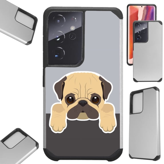 Compatible with Samsung Galaxy S22 Ultra 5G 6.8" Hybrid Fusion Guard Phone Case Cover (Cute Dog Pug)