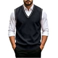 thumbnail image 2 of Zeijnsda Mens Sweater Vests Spring Autumn Pullover Knitted Sweater Vests Fashion Loose V-Neck Tank Tops Solid Color Sleeveless Matching Waistcoats, 2 of 6