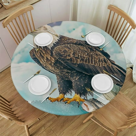 

Elastic Edge Vinyl Fitted Tablecloth Design Heavy Duty Vintage Old World Map Table Cover Waterproof Oil-Proof PVC Table Cloth Stain-Resistant Wipeable for Round Table 36-42 Diameter