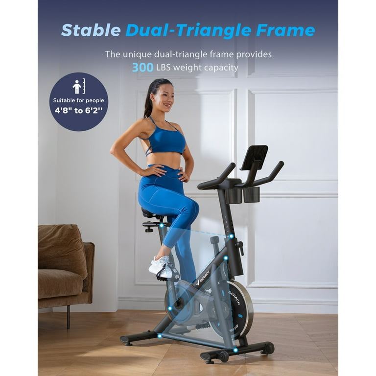 MERACH Stationary Exercise bike with Exclusive Free APP Indoor Cycling Bicycle with 300lbs Weight Capacity Silent Belt Drive and Comfortable Seat