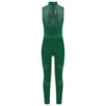 thumbnail image 4 of Jowowha Kids Girls Dance Unitards Rhinestones Mesh Splice Full Body Skating Jumpsuit Sleeveless Green 16, 4 of 7