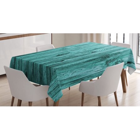 

Turquoise Tablecloth Wall of Turquoise Wooden Texture Background and Antique Timber Furniture Print Rectangular Table Cover for Dining Room Kitchen Decor 60 X 90 Blue by Ambesonne
