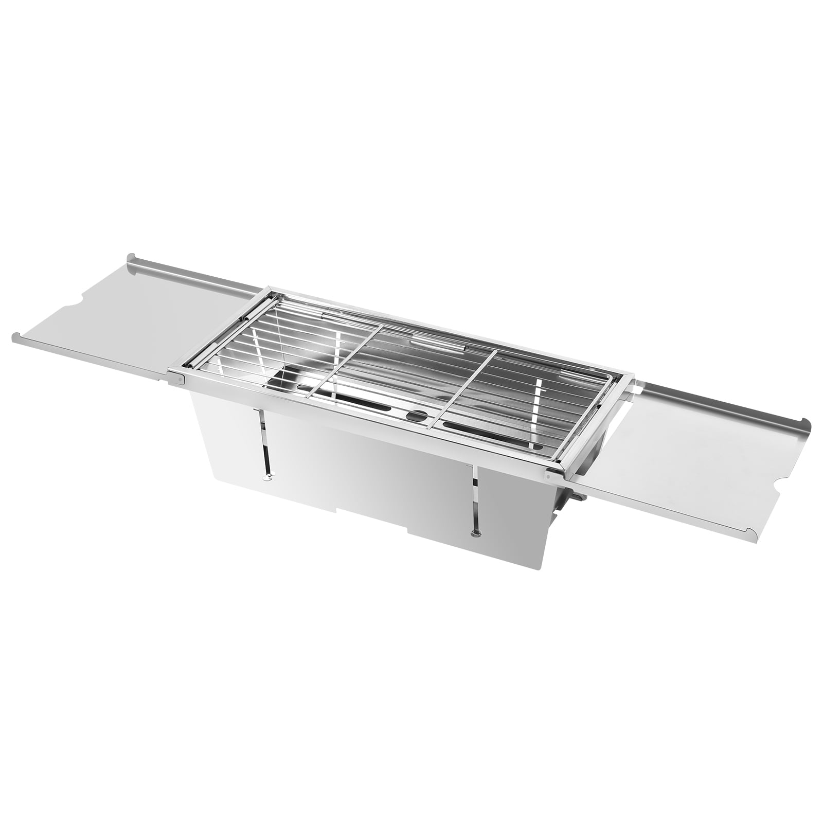Vowella Foldable Portable Charcoal Grill, Stainless Steel Tabletop BBQ for Camping, Picnic, Garden & Beach, Easy Clean, Silver