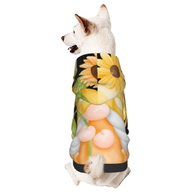 Fotbe Sunflower Gnomes 3 Sudadera con Estampado para Perros Pequeños – Suéter con Capucha para Mascotas, Tela Suave de Forro Polar con Bolsillo-Medium