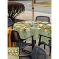 thumbnail image 6 of Square Outdoor Tablecloth with Umbrella Hole Summer Wildflowers Outside Table Cloth Waterproof Patio Table Cover Pastoral Oil Painted Retro Art Zipper Tablecloths for Picnic Party Camping 54x54 Inch, 6 of 8