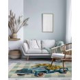 thumbnail image 4 of Blue Truck Yellow Sunflower Area Rug 3x5ft Woven Runner Rug,Summer Teal Plaid Vintage Washable Living Room Hallway Bedroom Kitchen Carpet with Tassels,Indoor Outdoor Throw Door Mat for Entryway, 4 of 5