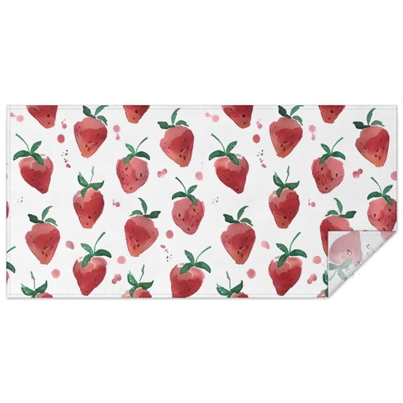 Strawberry Plants Fruit Watercolor Rectangle Tablecloth 60"x120",Waterproof Polyester Rectangle Table Cloth, Wipeable Spillproof Polyester Tablecloth for Dining, Camping, Indoor and Outdoor