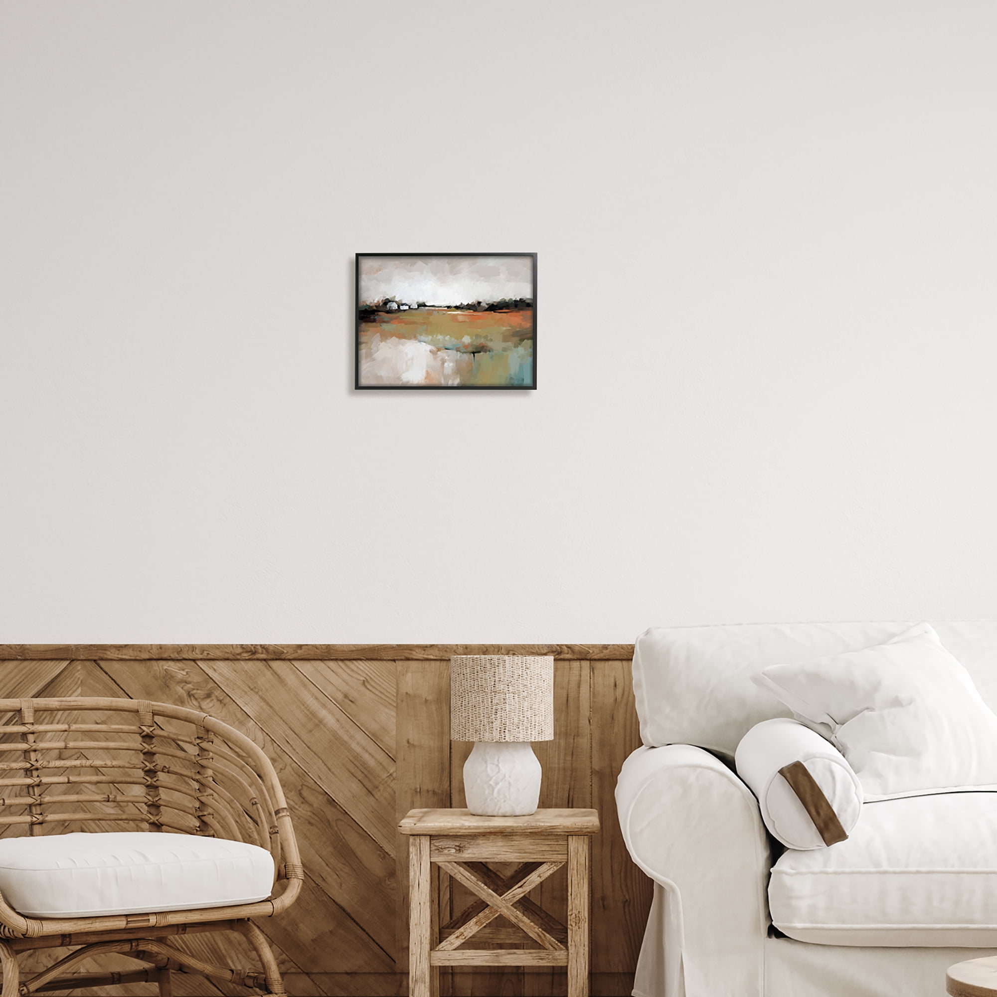 Stupell Industries Abstract Country Barns Landscape Landscape Painting Black Framed Art Print Wall Art, 14 x 11