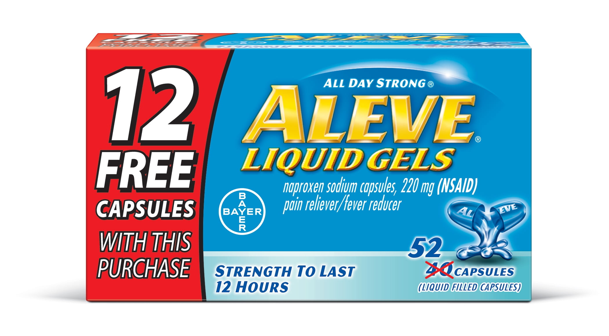 Aleve Liquid Gels w Naproxen Sodium, Pain Reliever/Fever Reducer, 220