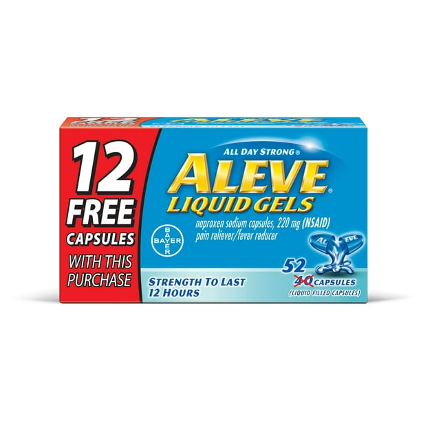 Aleve Liquid Gels w Naproxen Sodium, Pain Reliever/Fever Reducer, 220