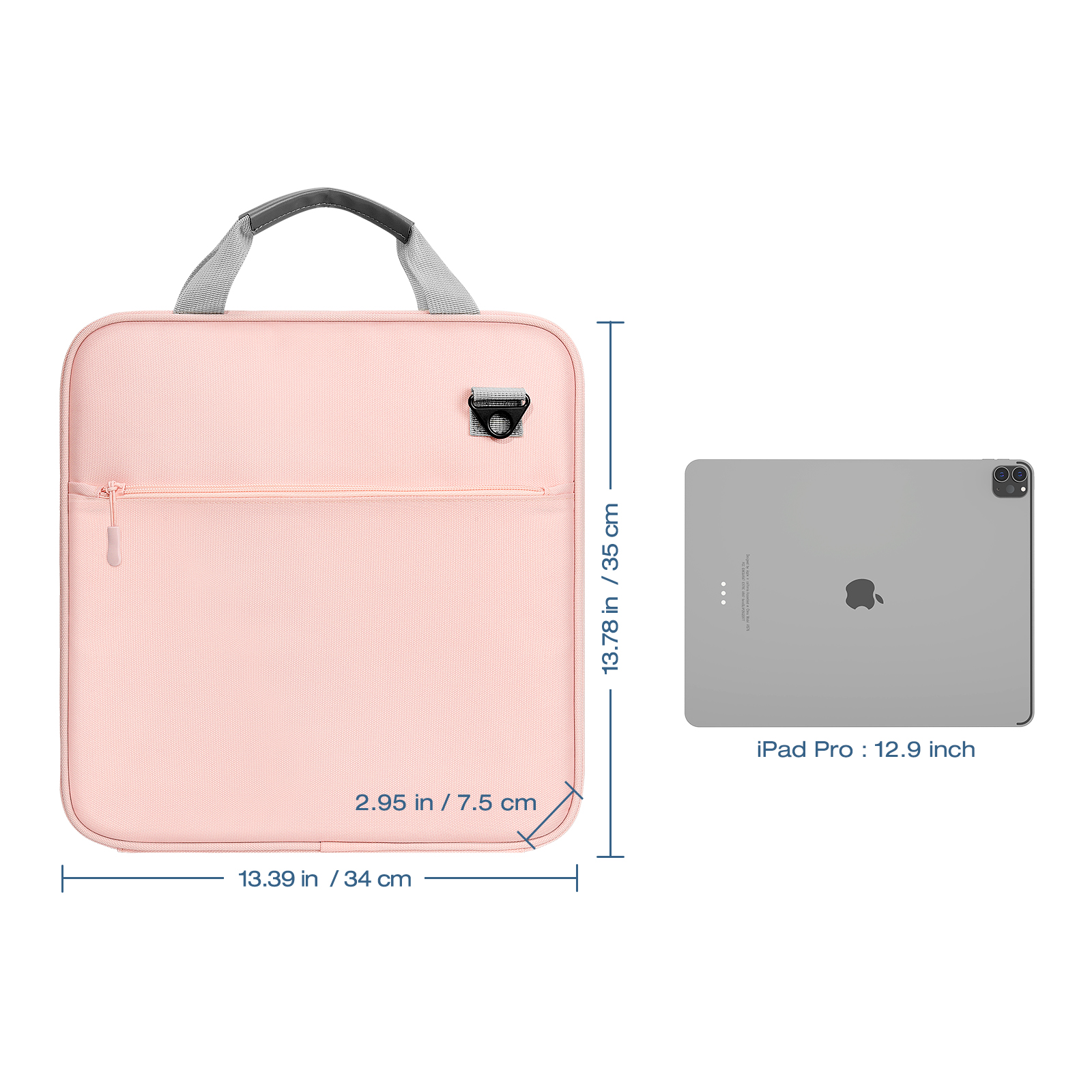 MoKo Zipper Binder, 2 inch 3 Ring 500 Sheet Capacity Multi-Pocket Binder, School Supplies, Pink