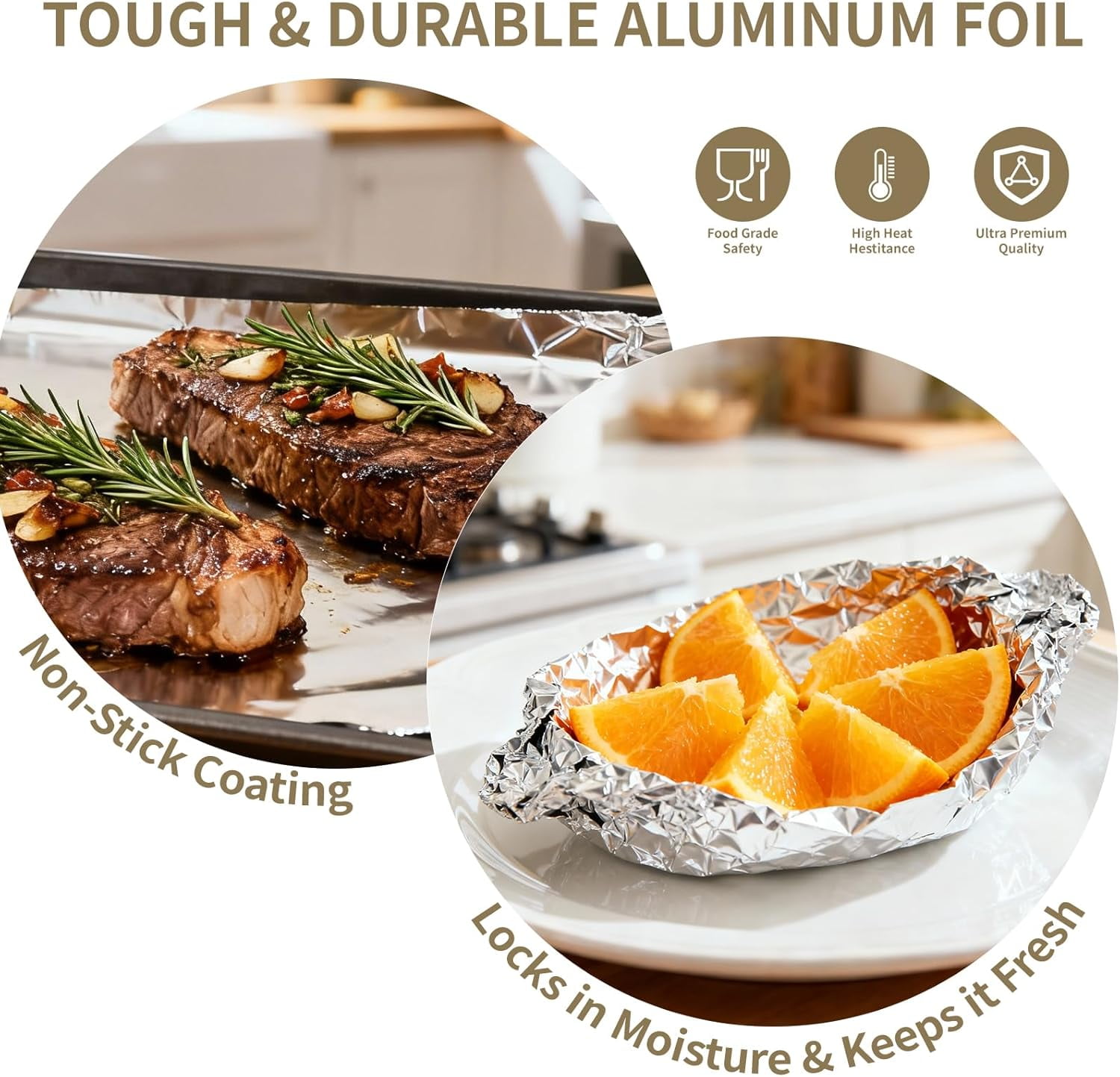 Aluminum Foil Sheets - 200 Count Pre Cut Tinfoil, 12" x 10.6" Inch for Food, Hot Dog or Sandwich Wrap, Food Storage, Baking, Catering, Restaurant, Kitchen Use