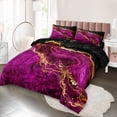 thumbnail image 2 of Hot Pink Marble Comforter Set Black Gold Bedding Set Dark Red Marble Texture Bed Comforter Set Abstract Home Decor, 2 of 12
