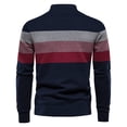 thumbnail image 3 of DHFJKG Men's Striped Knitted Sweater Pullover Quarter Zip Stand Collar Long Sleeve Casual Base Layer Autumn Winter Versatile Jumper Tops, 3 of 4