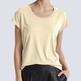 thumbnail image 2 of MIXUE Womens Summer Tops Solid Color Round Neck Short Sleeve Loose Casual Shirts For Women T-shirts Streetwear,White,XXL, 2 of 4