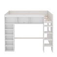 thumbnail image 6 of Noble House Corlan Queen Size Wooden Loft Bed with Storage Cabinets and Bookshelves, Heavy Duty, White, 6 of 9