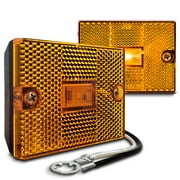 2pc Amber LED Side Marker Light [DOT Certified] [IP67 Waterproof] [ Integrated Reflector] For Utility Boat Trailers Over 80" Camper RV Clearance Light