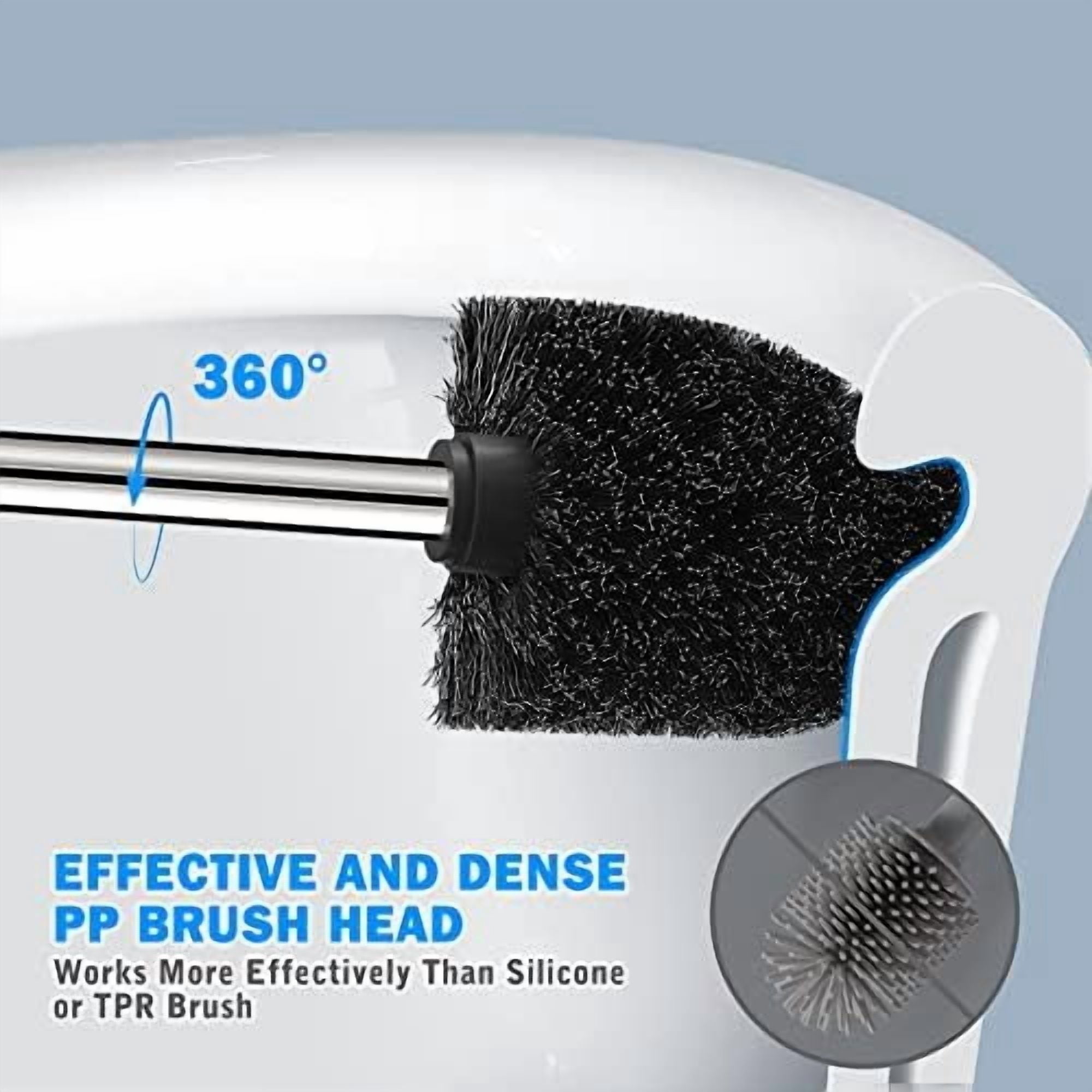 Toilet Brush and Holder, 2 Pack Toilet Brush with 304 Stainless Steel Long Handle, Toilet Bowl Brush for Bathroom Toilet-Ergonomic, Elegant,Durable (Black)
