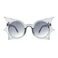 thumbnail image 2 of Womens Bat Wing Shape Round Circle Lens Plastic Sunglasses Slate - Smoke, 2 of 4