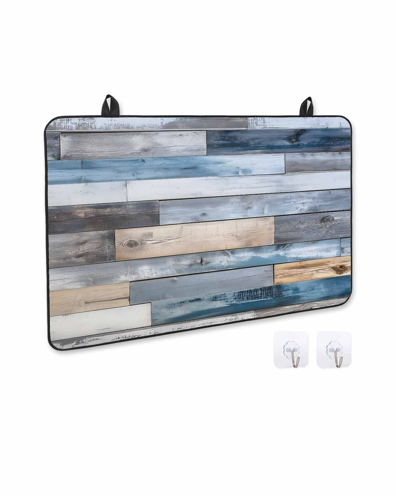 nqOlkjepod Large Induction Cooktop Protector Mat 24"x21", Blue Wooden Grain Stove Top Covers for Electric Stove, Farmhouse Country Abstract Art Stove Burner Cover Mats, Glass Top Stove Cover