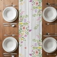 thumbnail image 4 of Table Runner 72 Inches Long for Kitchen Dining, Pink Purple Flower Dresser Scarf Farmhouse, Dining Table Decorations for Wedding/Parties, Spring Farmhouse Floral Leaf Wood Grain 16 x 72 In, 4 of 8