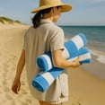 thumbnail image 2 of BY LORA Cabana Beach Terry Cotton Towels, Aqua,White, Set of 2, 2 of 5