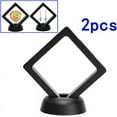thumbnail image 2 of Fancy 2Pcs Challenge Coin Display Frame, 3D Floating Display Case Stand Holder, Medallion Medal Specimen Military Coin Clear Box Black, 2 of 7