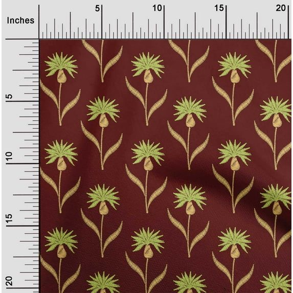 oneOone Viscose Chiffon Fabric Leaves & Floral Artistic Printed Craft Fabric BTY 42 Inch Wide