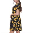thumbnail image 2 of Fotbe Royal Blue Plaid Sunflower Vestido Largo de Moda para Mujer, Vestido Tipo Camiseta con Manga Corta y Estilo Casual a Rayas y Bloques de Color, 2 of 6