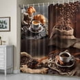thumbnail image 5 of Coffee Beans Shower Curtain, Vintage Country Hot Coffee Bread Waterproof Shower Curtain Set with 12 Hooks Lightweight Bath Curtains Fabric Bathroom Decor 72x78 Inches, 5 of 9