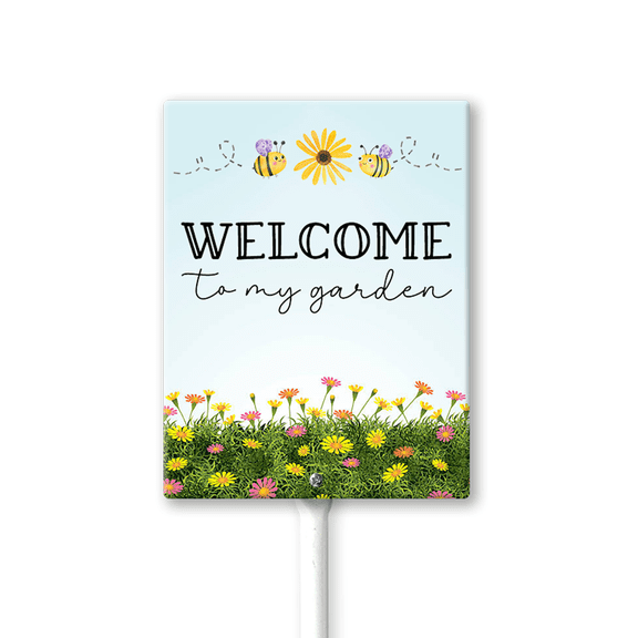 Eveokoki Garden Signs Welcome To My Garden Sign with Stake Outdoor Aluminum Yard Sign Rustproof Aluminum Metal Sign Fade Resistant Lawn Decoration for Outdoor 8x12inch
