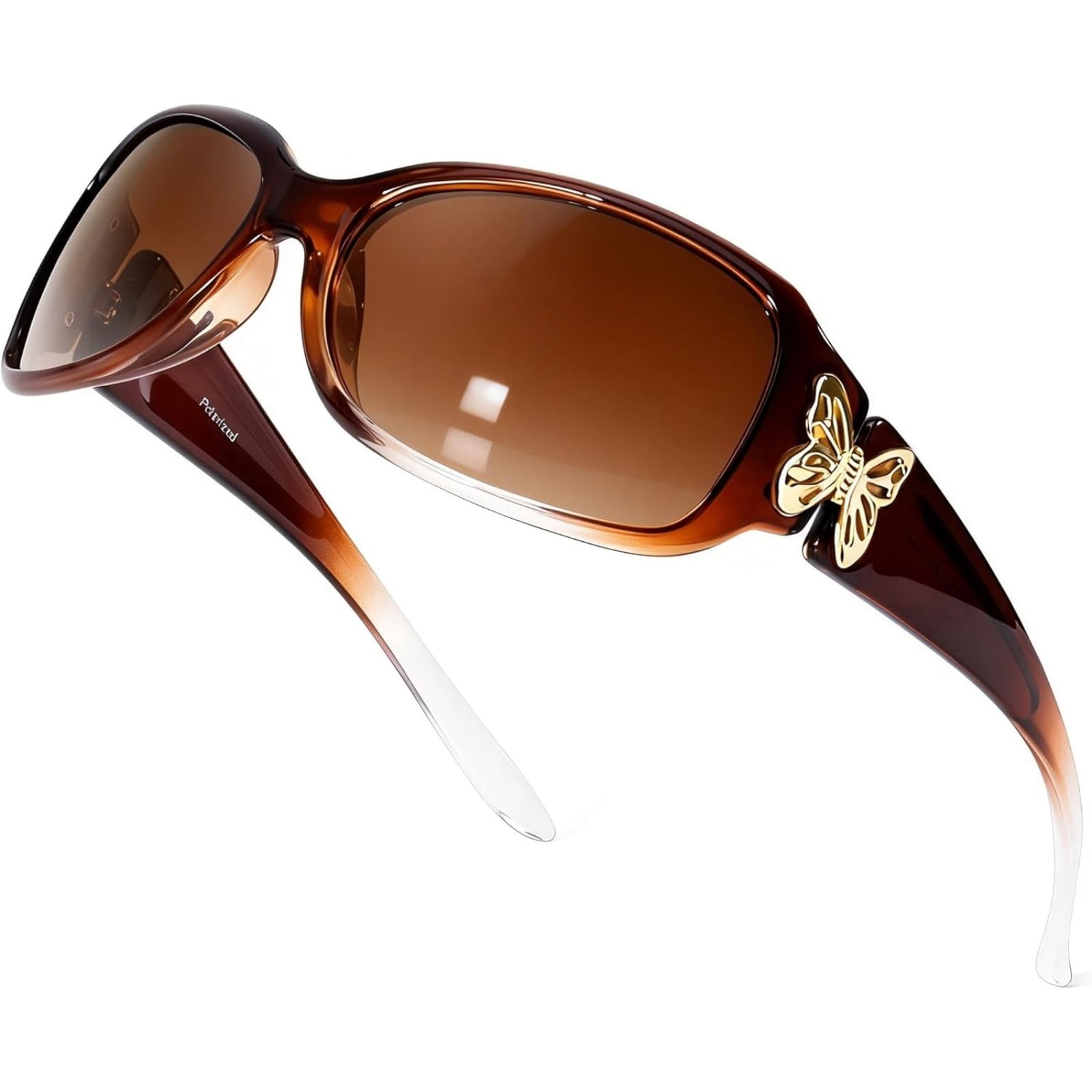 Polarized Sunglasses for Women with Wrap Around Butterfly Design, Trendy Jackie-O Style for UV400 Protection