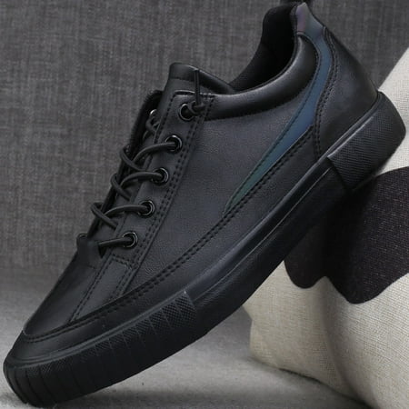 

Toyella British Style Men s Casual Soft Bottom Soft Leather Men s Black Leather Shoes Black 42